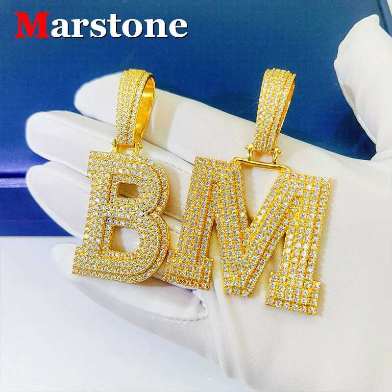 Full D Color VVS Moissanite Dia Hip-hop Men's Women's Letter Pendant S Sliver 15MM Cuban Chain Necklace