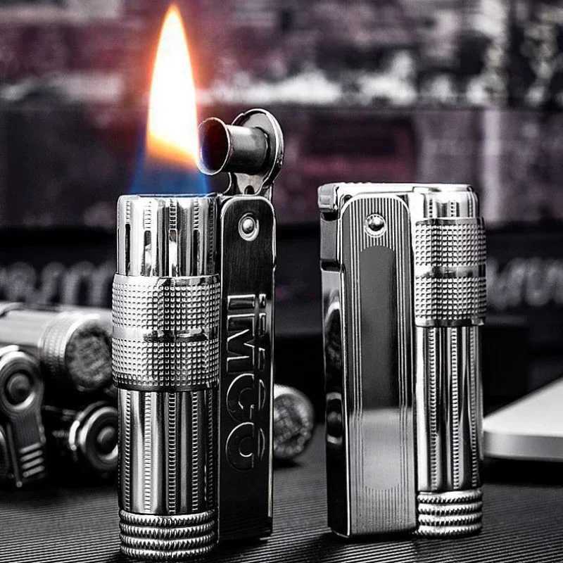 Original IMCO 6700 Retro Stainless Steel Metal Lighter Austrian Gasoline Grinding Wheel Lighter Kerosene Collection with Box Y250228