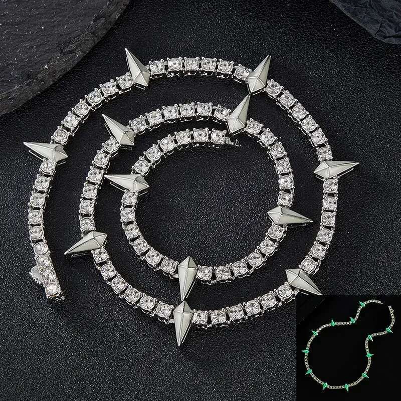 New Hip Pop 4mm Tennis Chain Dropwater Bg Iced Out Colorful Rhie Necklaces For Men Women Choker Jewelry Party Gift 18"