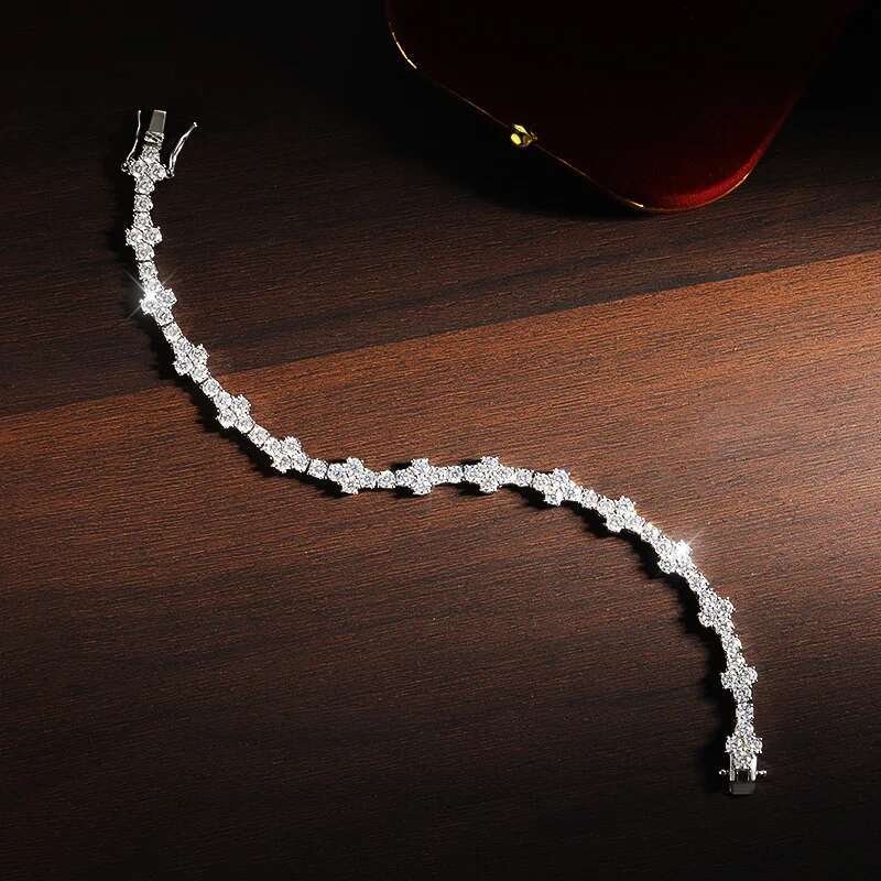 KNOBSPIN D VVS1 Moissanite Tennis Bracelet Solid Sterg Sier Plated White Gold with GRA Bracelets for Women Jewelry
