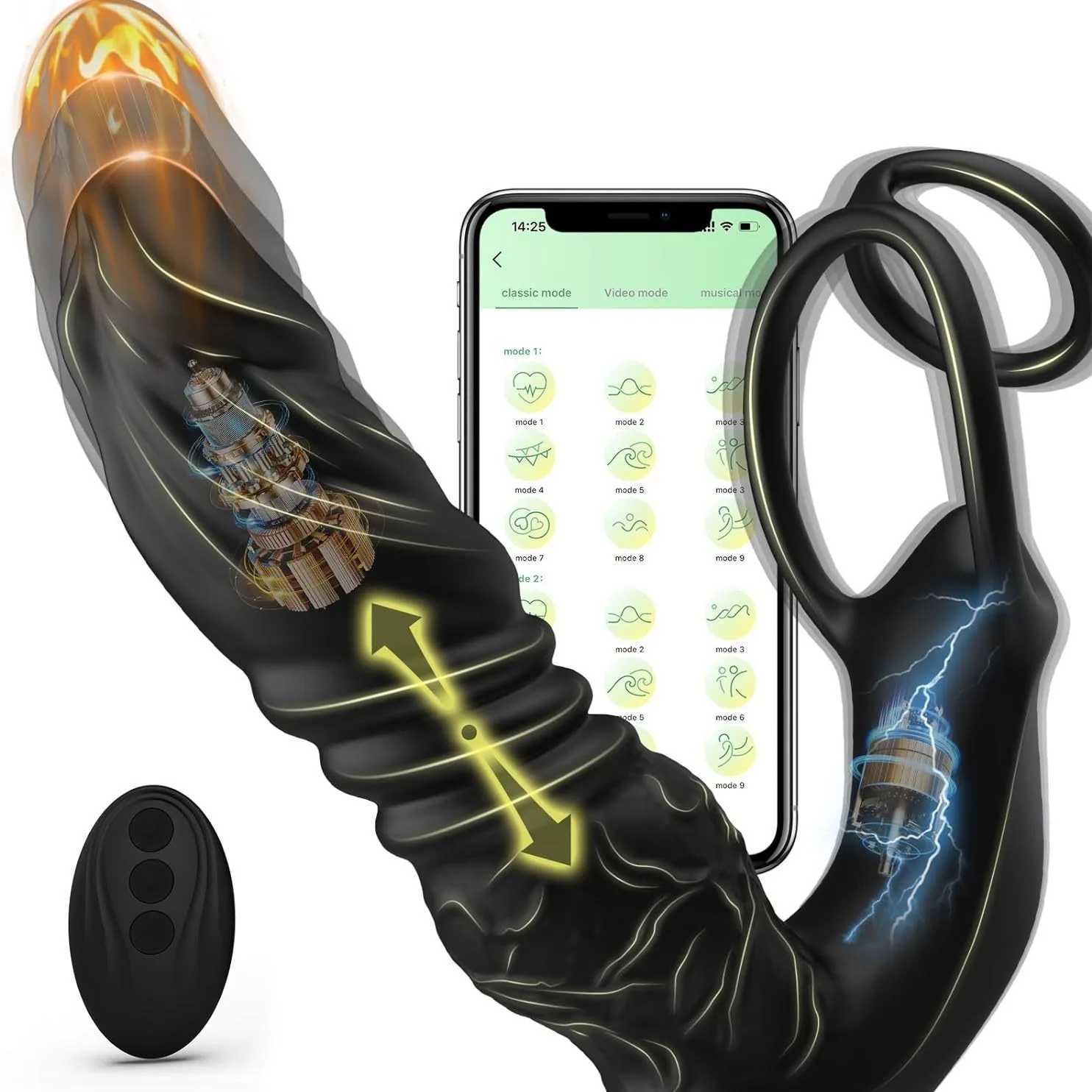 Autres articles de beauté Health Application Bluetooth Control Massage Silicone Penis Ring Anal Fake Pinis Vibrator Produit adapté aux couples de