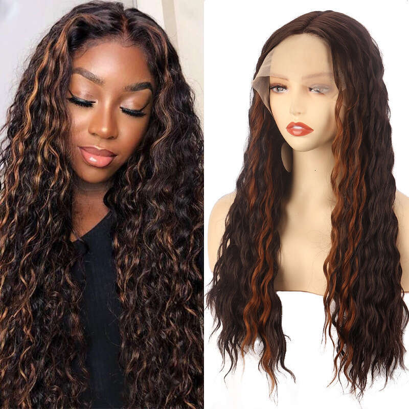 HD Front Lace Wig Front Wig Small Women S Mixed Color Long Curly Hair Synthetic Full Head Cover Lace Wigs