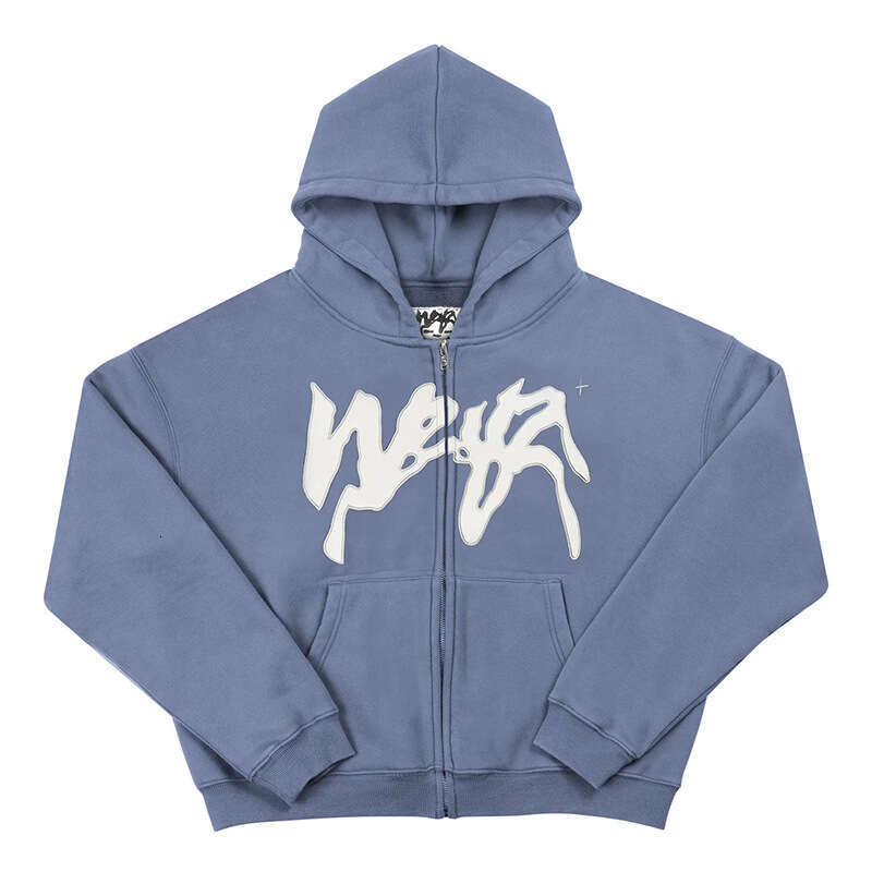 Hip hop street style new pattern embroidered unisex hooded cardigan jacket sweatshirt