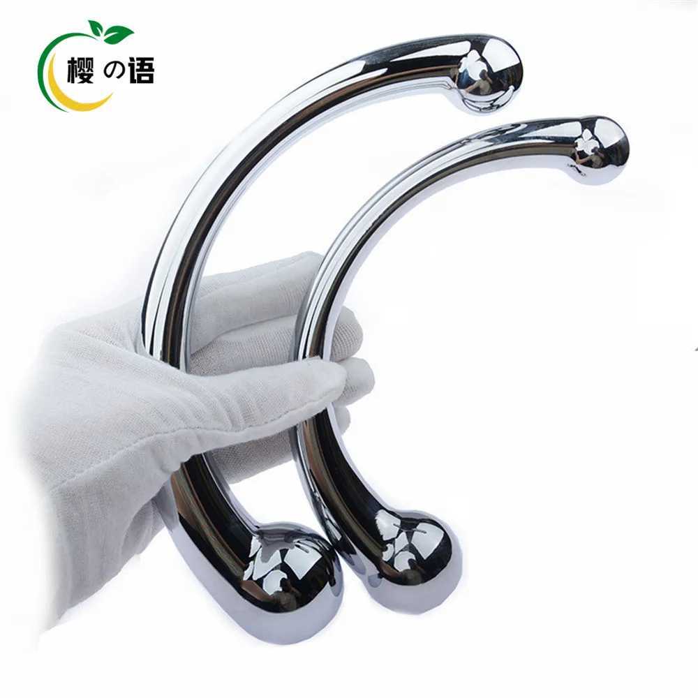 Double Ended Stainless Steel G Spot Wand Massage Stick Pure Metal Penis P-Spot Stimulator Anal Plug Dildo Sex Toy For Women MenW250228