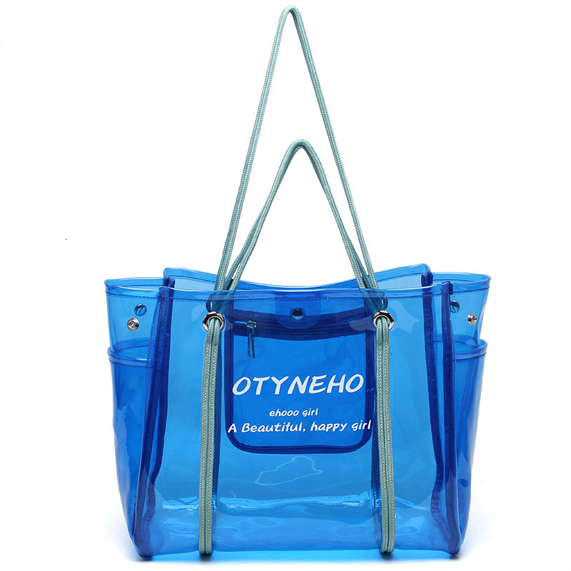 Trendy Transparent for Women 2025 New Summer Jelly Shoulder PVC Waterproof Beach Large Capacity Tote Bag #swissmilitary