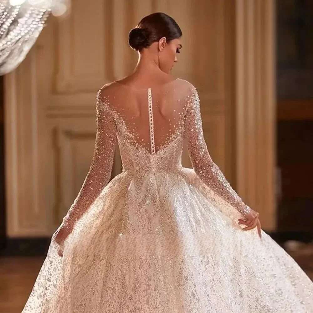 Exquisite of the bride rhinestone sequins lace wedding big size custom color novia dresses
