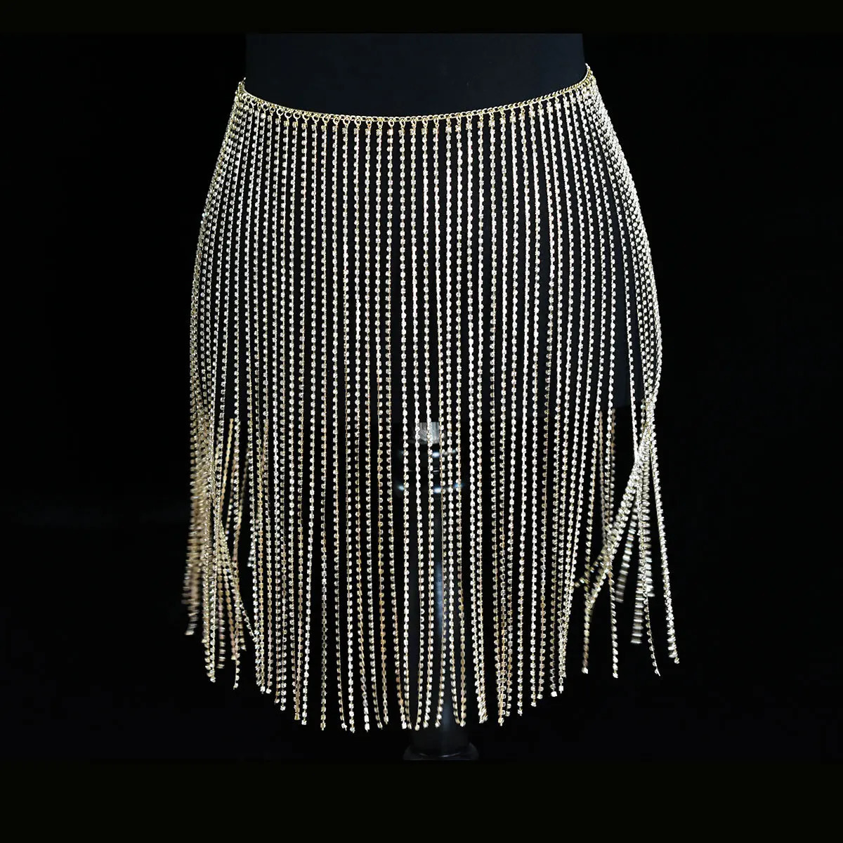 Bling Full Diamonds Tassel Waist Chain Summer Dress Mini Skirt Belly Chain Wide Fringe Rhinestone Waist Belt Women Body Jewelry 250227
