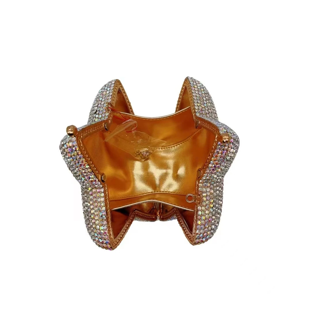 2025 Star Shape Crystal Dinner Handbags n Women Blue Day Clutches Wedding Party Clutch Purse Rhinestone Mini Wallet Bag 250218