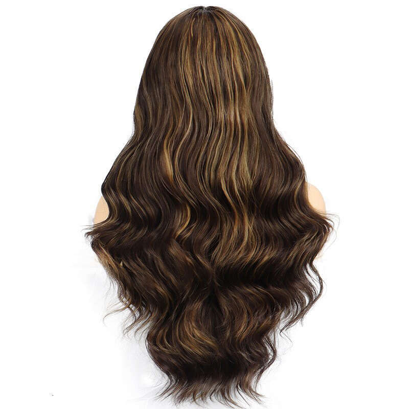 HD Front Lace Wig Front Female Hand Hooked Big Wave Long Curled Hair Synthetic Full Headset Lace Wig Pickled Gradient Gold