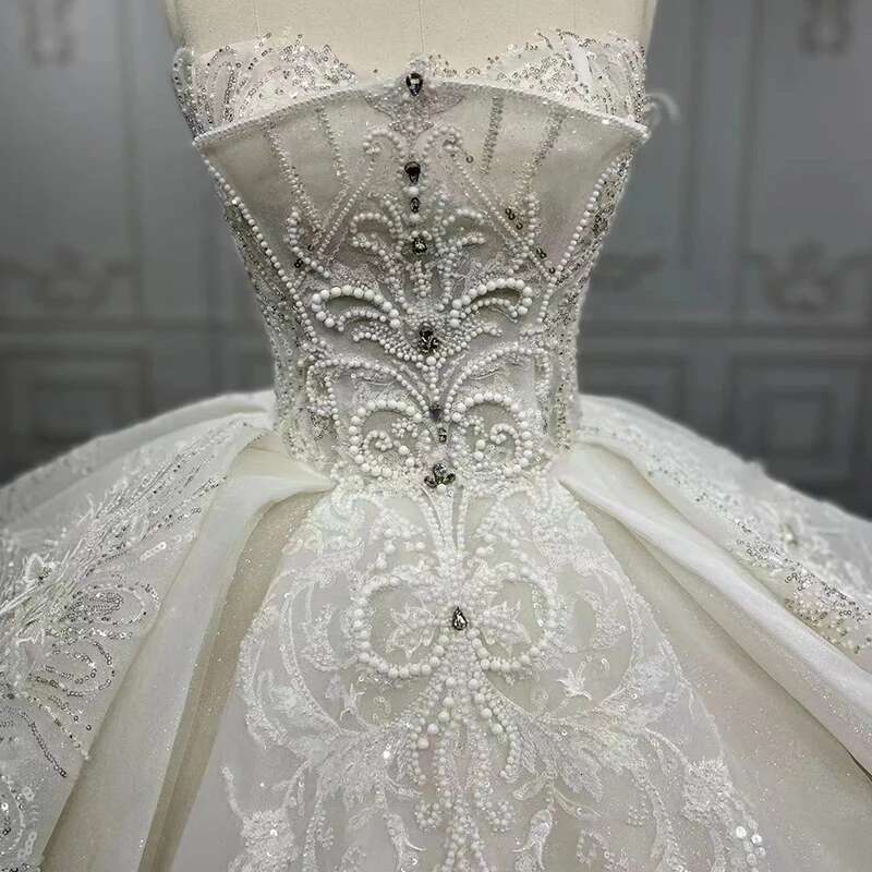First Rate Dresses Women Organza Custom Strapless Ball Gown Wedding Dress For Bride Zipper Robe