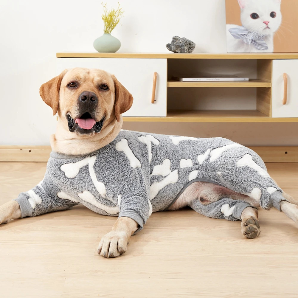 Four Legs Dog Pajamas Puppy Fleece Winter Warm Dog Jumpsuit Cute Pet Clothes Onesies For Medium Large Dogs Labrador Coat 250226