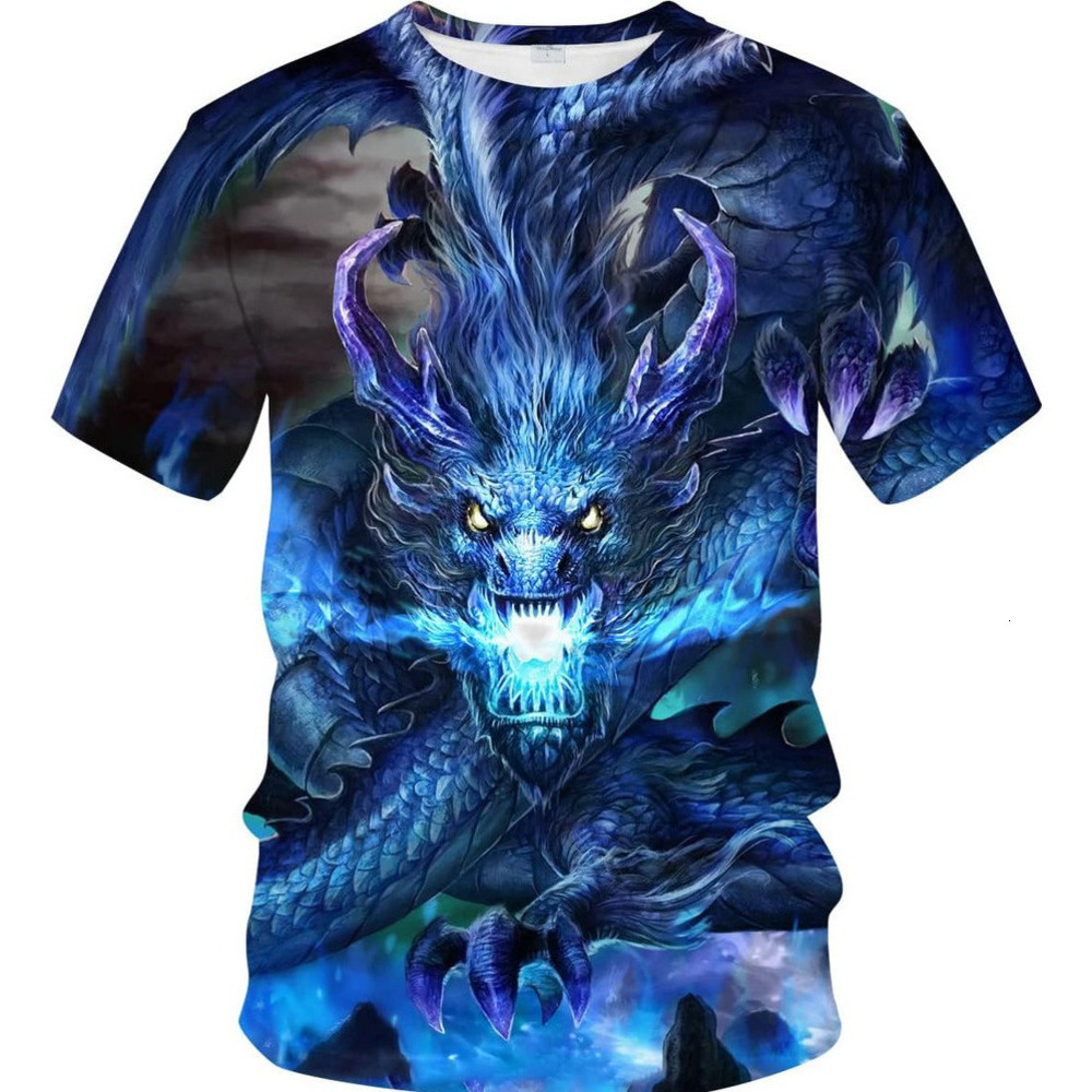 Mens T shirt Men's Dragon T Shirt Summer Short Sleeve Tees Tops Animal Theme Shirt Anime Graphic Shirt tee Casual tops summer clothes cool