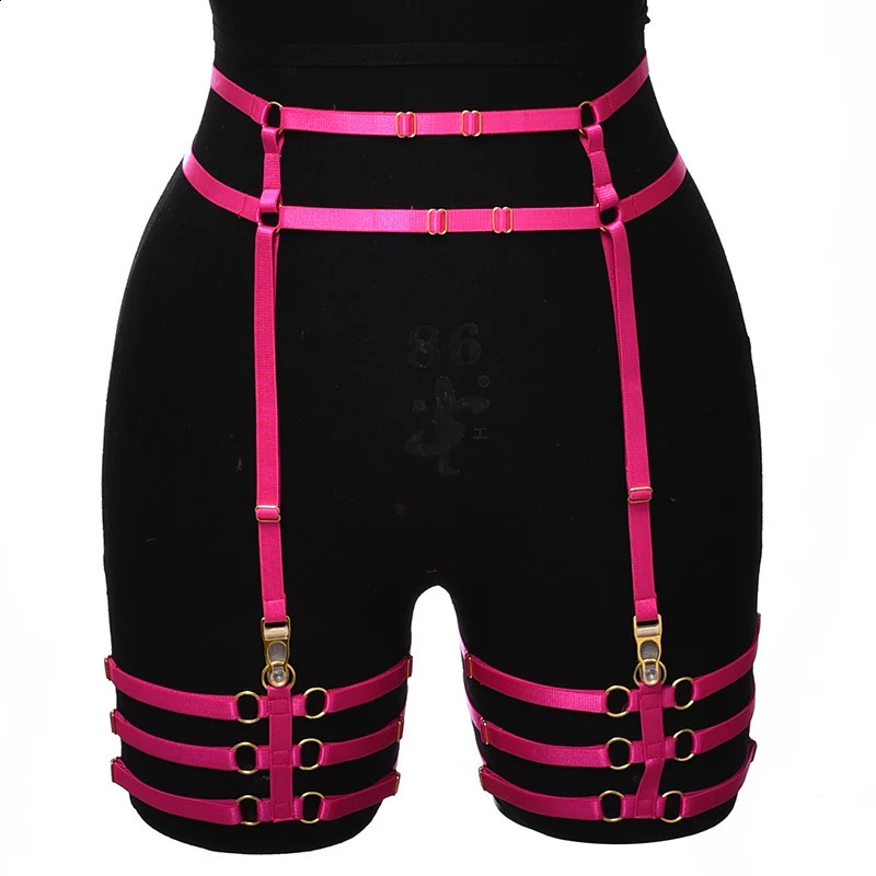 Fetish Wear Elastic Garter Harness Cage Adjustable Sexy Leg Ring Goth Harajuku Multicolor Stocking Suspender Belt 250227