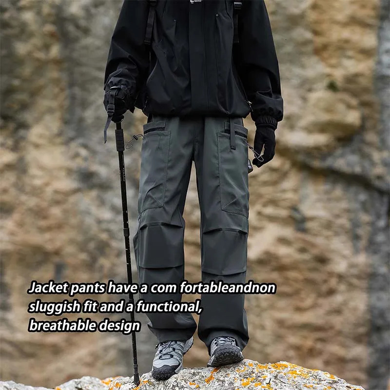 Autumn Mens Cargo Hiking Pants Waterproof Windproof Trousers Outdoor Camping Antifouling Sport Pants Fishing Cycling Trip 250227