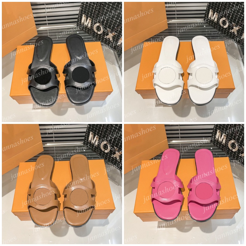 Designer sandals Women Beach Sandal Mules Flat Slides Lettering Fabric cutout L circle signature on its strap Slippers Womens Summer Outdoor Leather sole Shoes