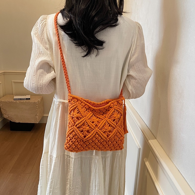 Ethnic style handmade cotton thread woven for spring summer 2025 new beach shoulder bag, fashionable and versatile crossbody women's bag #swissmi