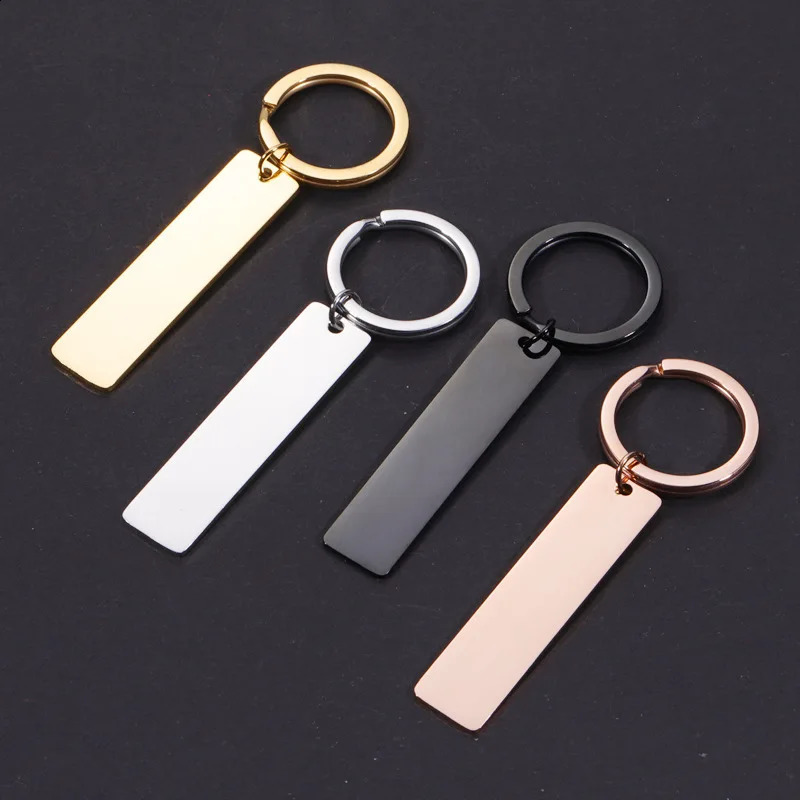 10pcs High Quality Mirror Polish 304 Stainless Steel 12x50mm Keychain 250221