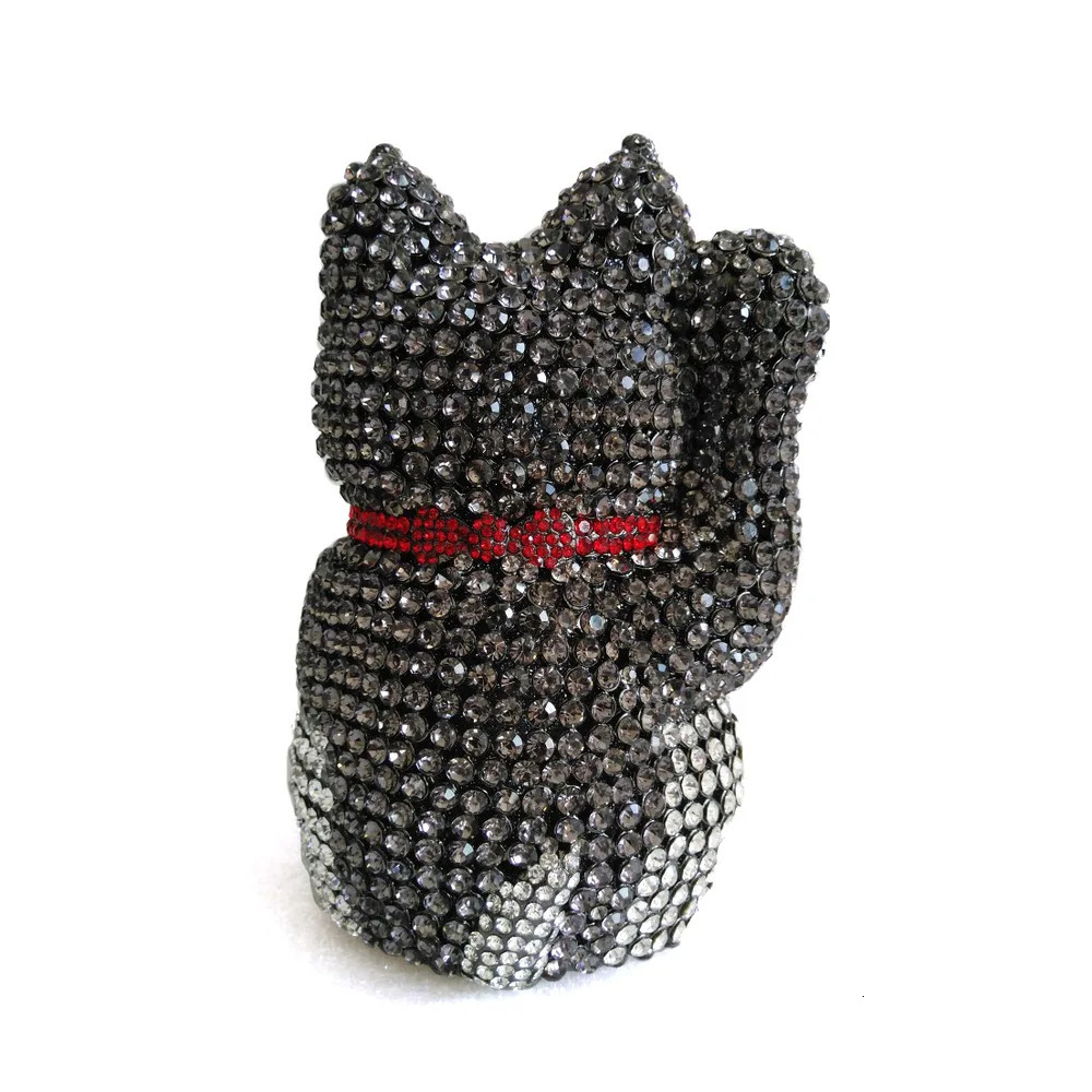 XIYUAN Lucky Cat Shaped Diamonds Evening Bags Female Metal Crystal Clutch Purse Animal Party Handbag Women Mini Clutches 250218
