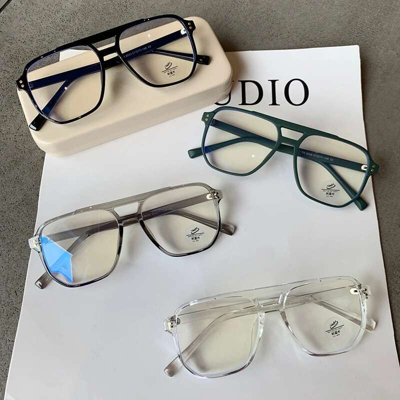 Retro Fashion Anti-blue Light Men Women Transparent Computer Eyeglass Frame Flat Glasses Square Eyeglasse
