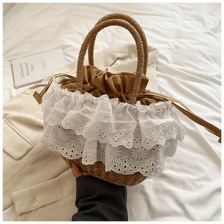 Weaving straw woven for women 2025 new summer versatile single shoulder beach vacation bag, high-end water bucket bag #swissmilitary