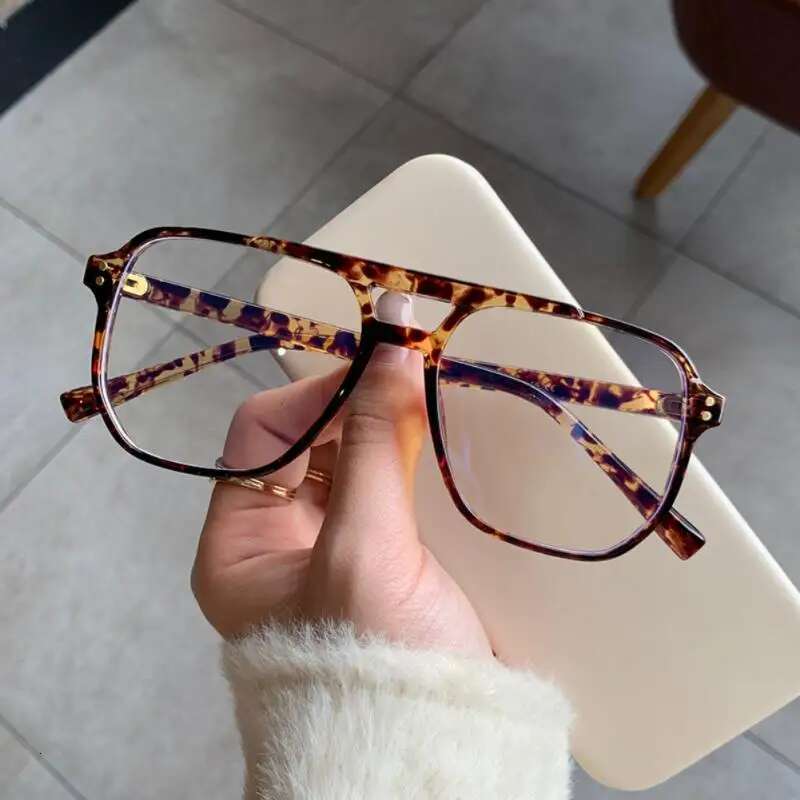 Retro Fashion Anti-blue Light Men Women Transparent Computer Eyeglass Frame Flat Glasses Square Eyeglasse