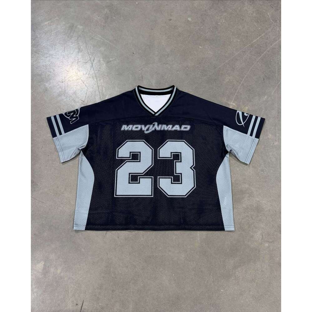 American style football suit, spicy girl sports style, contrasting color print, digital casual lazy loose T-shirt, unisex top