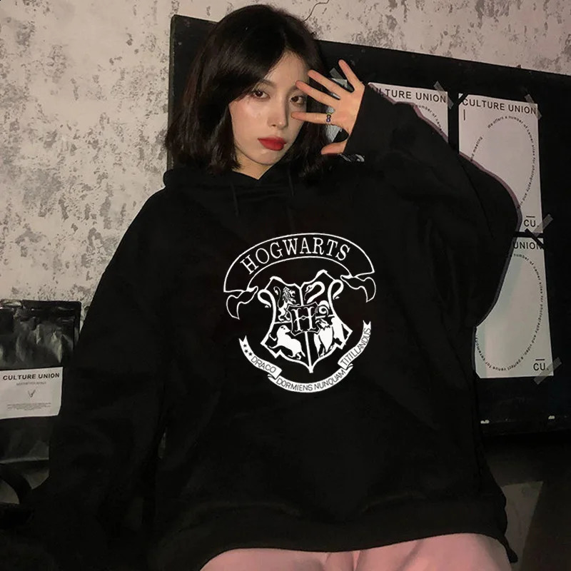 Fashion y2k Printed Hoodies Women Sweatshirt Autumn Winter Long Sleeves Plus Velvet Casual Loose Fleece Tops Oversized 250227