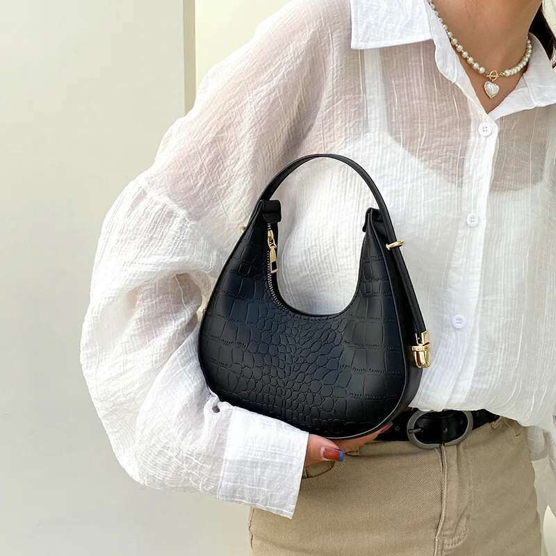 PU Leather Design Shoulder Hobo Women Small Clutch Handbag Purse Female Underarm Bag Fashion Travel Shopper Totes