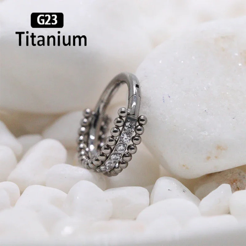 1PC G23 CZ Hoops Earrings Hinged Segment Rings Septum Clicker Nose Rings Helix Piercing Body Jewelry 1mm Ball 8/10/12mm 250227