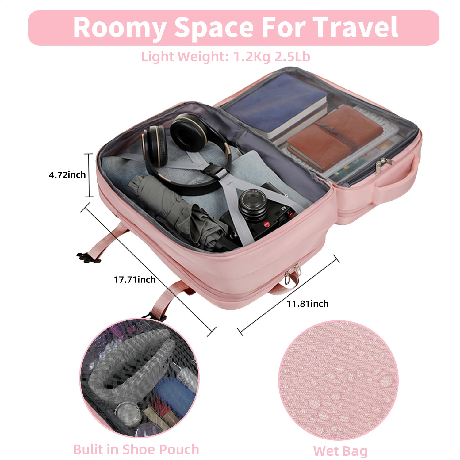Ship from U.S. Travel Backpack for Women Man Large Capacity Carry On Luggage Travel Bag with USB Charging Port Personal Item Backpack 15.6inch 250228F