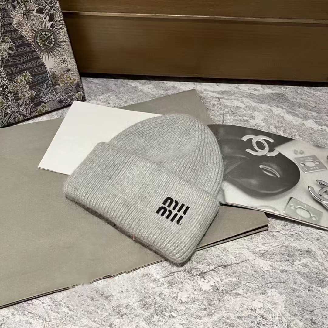 BeanieSkull Caps Miao Familys new rabbit hair knitted hat for women fashionable and versatile casual woolen hat with correct letters warm ear protecti