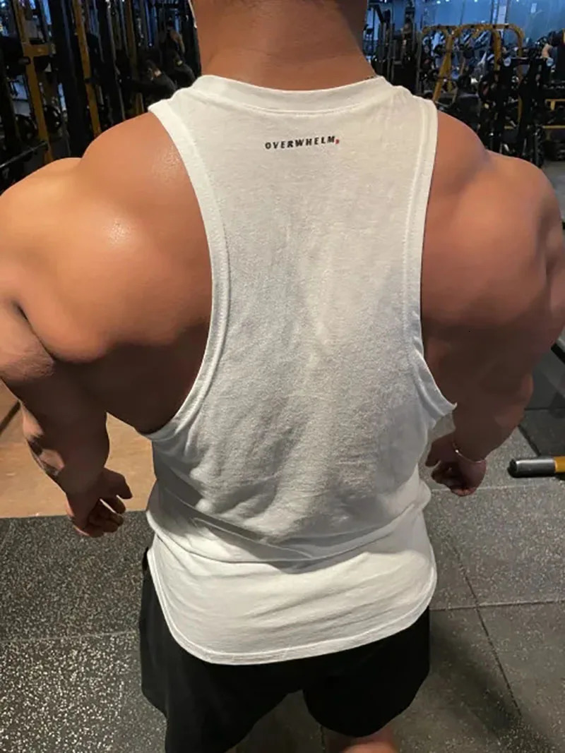 Summer sports vest mens cotton elastic training fitness vest fashion enthusiasts transfer 250225