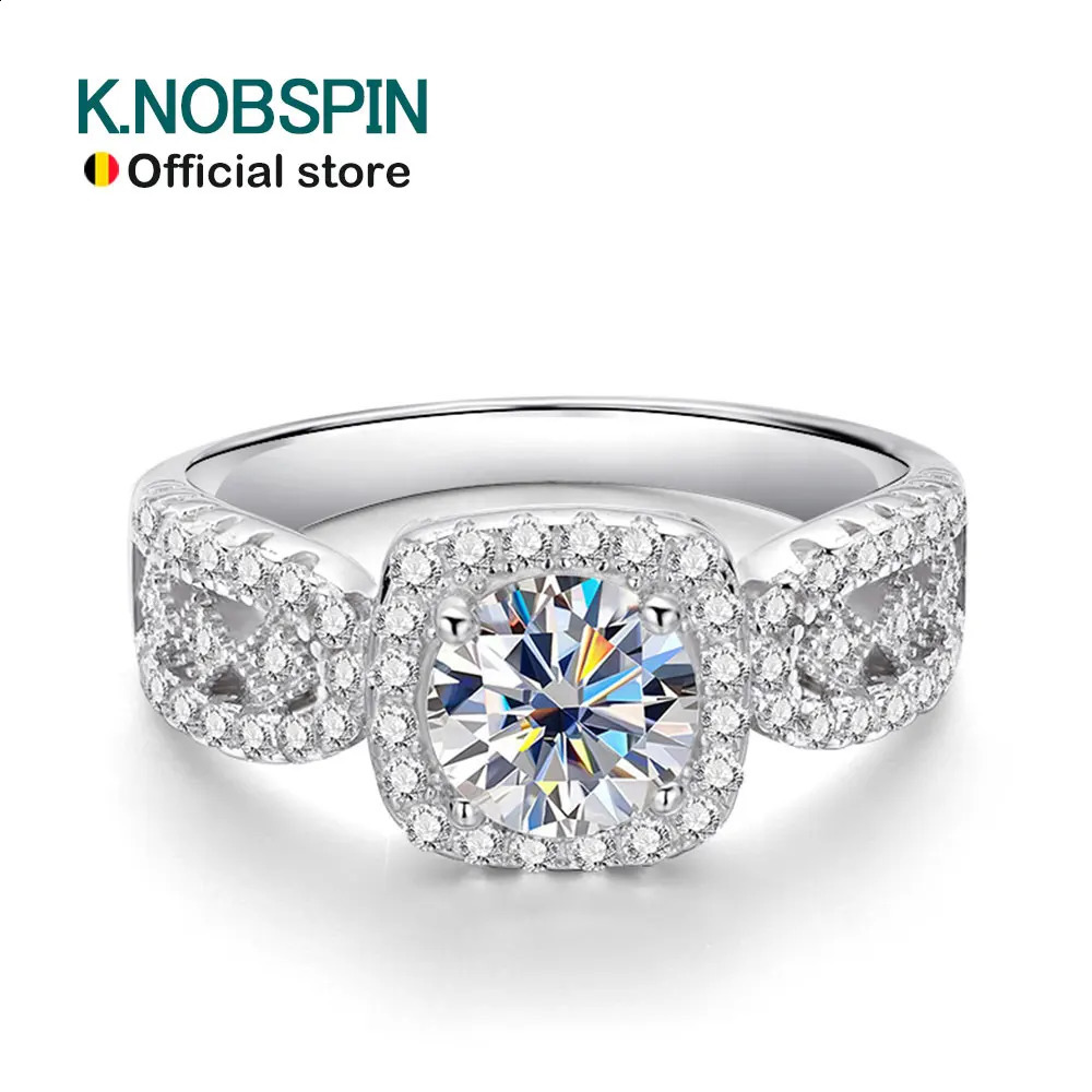 KNOBSPIN 1ct D Color Ring for Women GRA Certified Lab Diamond Engagement Wedding Band 925 Sterling Silver Ring 250219
