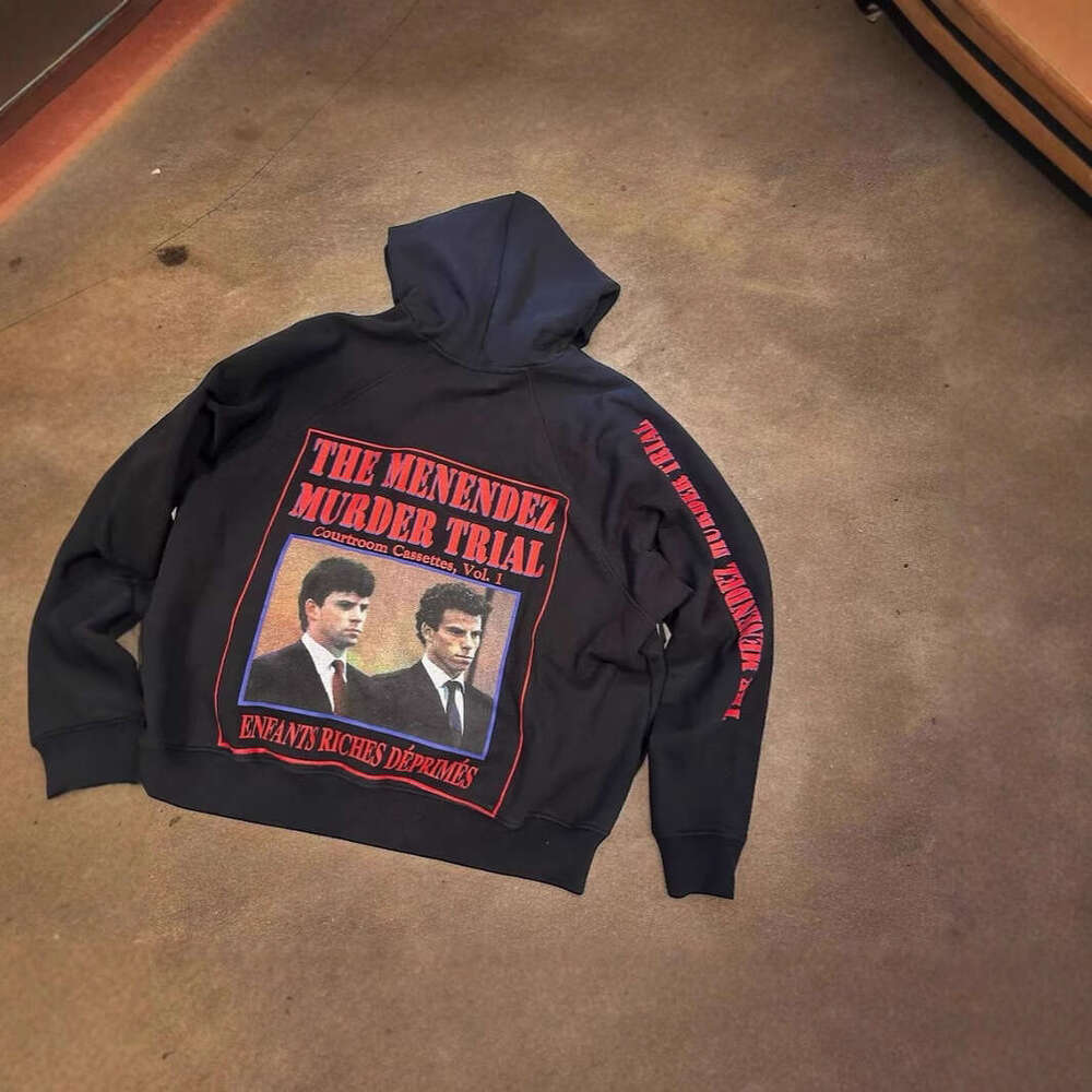 Y2KERD's melancholic wealthy second-generation Menes portrait print hooded loose hoodie