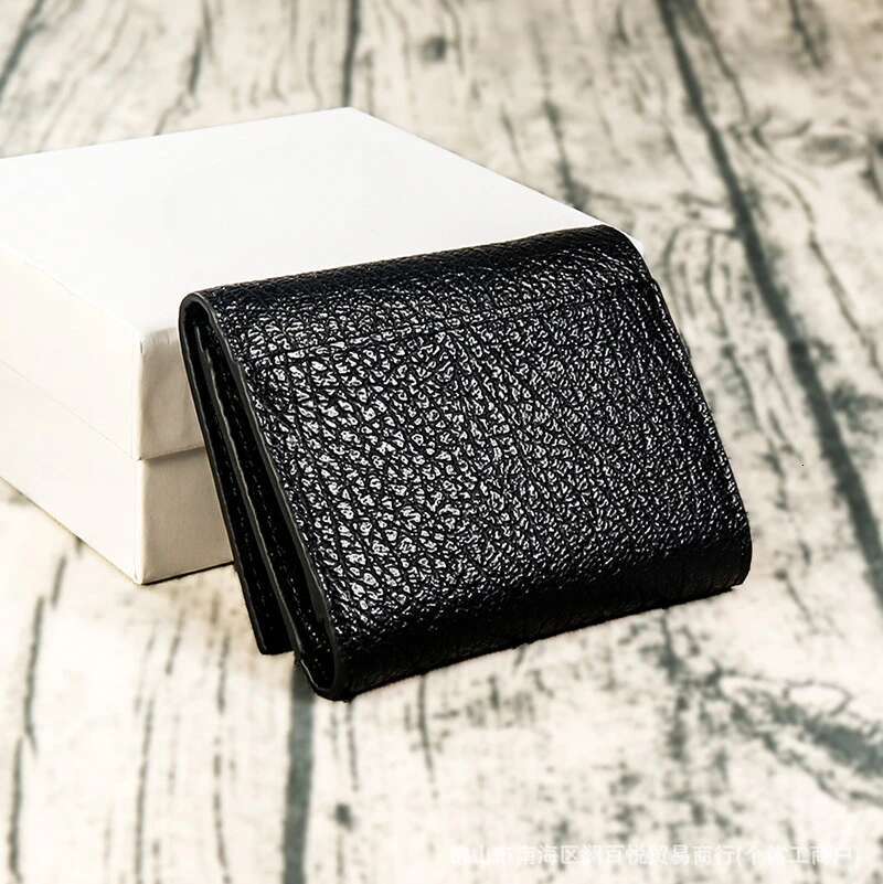 Classic wallet with loose change clip layer and cowhide leather four corner ing card bag