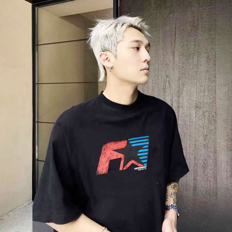 Niche Trendy Brand Far Archive Racing Theme Printed Vibe Feng Shui Washed Old Men's and Women's Loose Short sleeved T-shirt