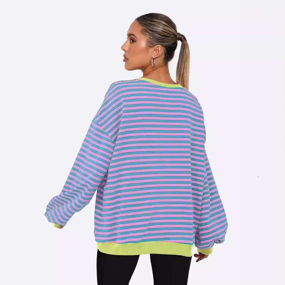 Striped Women's Oversize Hoodie Sweatshirts Custom Made With Loose Lazy Lantern Sleeves And On Back For Winter