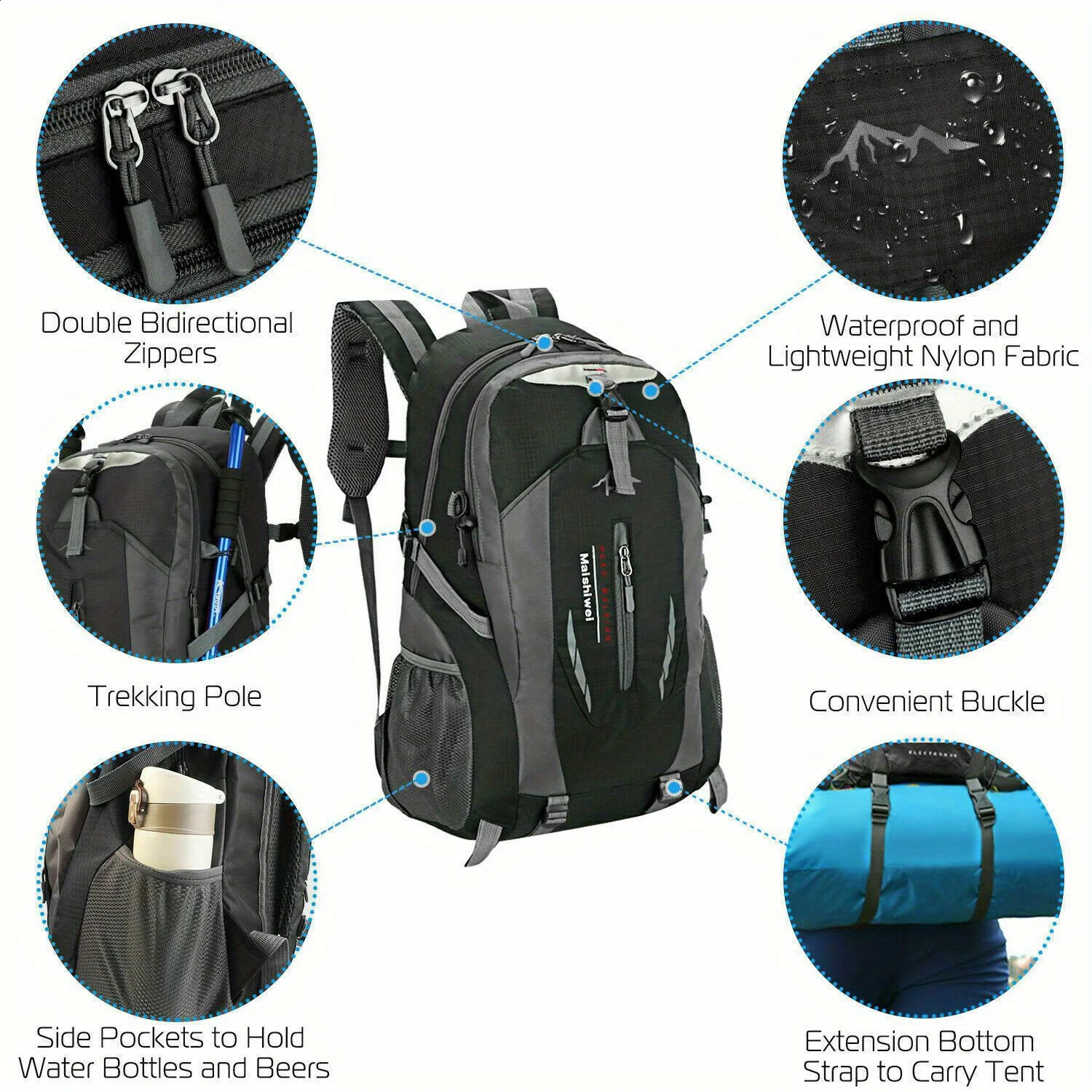 Ship from US Backpack School Laptop Bag Travel Camping Hiking Rucksack Office 250304FBB