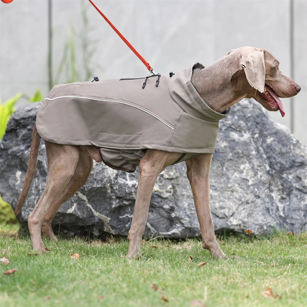 Waterproof Jacket for Large Dogs Flexible Chest Fleece Lining Soft Shell Outdoor Dog Jackets Safety Reflective Pet Clothes Coat 250226