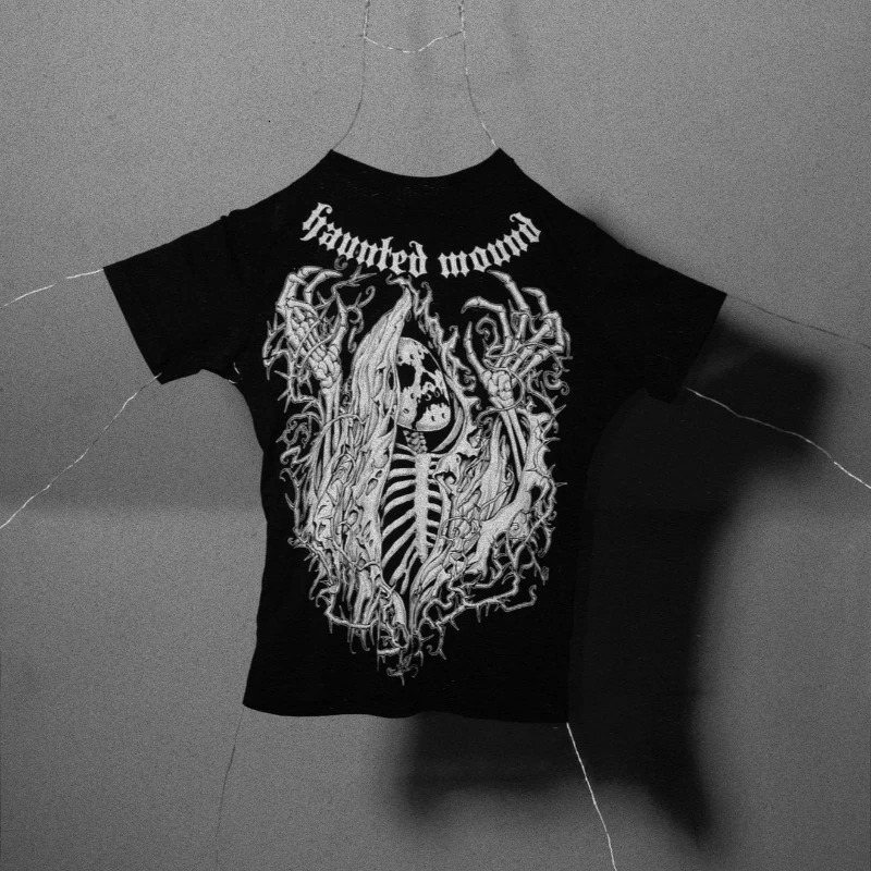 Y2K Gothic T Shirt Haunted Mound Ghost Skull Pattern Streetwear Men Women Harajuku Hip Hop Vintage Unisex Cotton Short Sleeve 250225