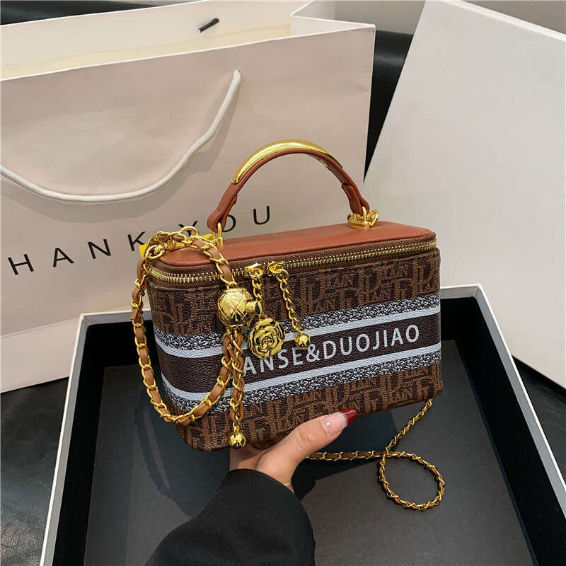 Women's Bags High end and niche designer printed box for women's new commuting single shoulder crossbody small square bag