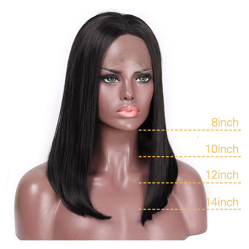 HD Front Lace Wig Hand Hook Front Wig Female BOBO Medium Split Short Straight Fiber Headset Lace Wigs Black