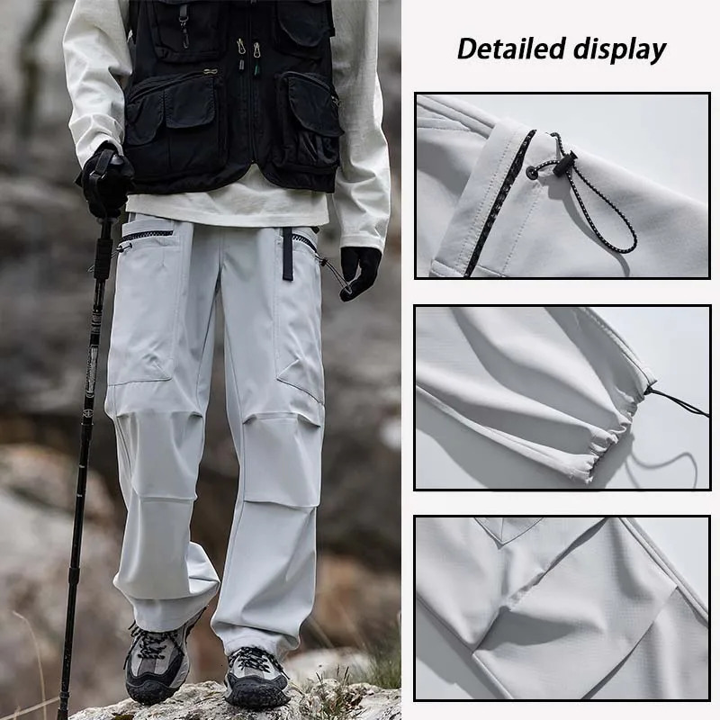 Autumn Mens Cargo Hiking Pants Waterproof Windproof Trousers Outdoor Camping Antifouling Sport Pants Fishing Cycling Trip 250227