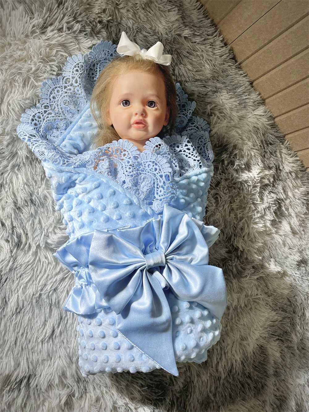 Baby Winter Swadle Blanket Boys and Girls French Lace Basic Reception Blanket Super Soft Newborn Registration Form Sleep Packaging Z250228