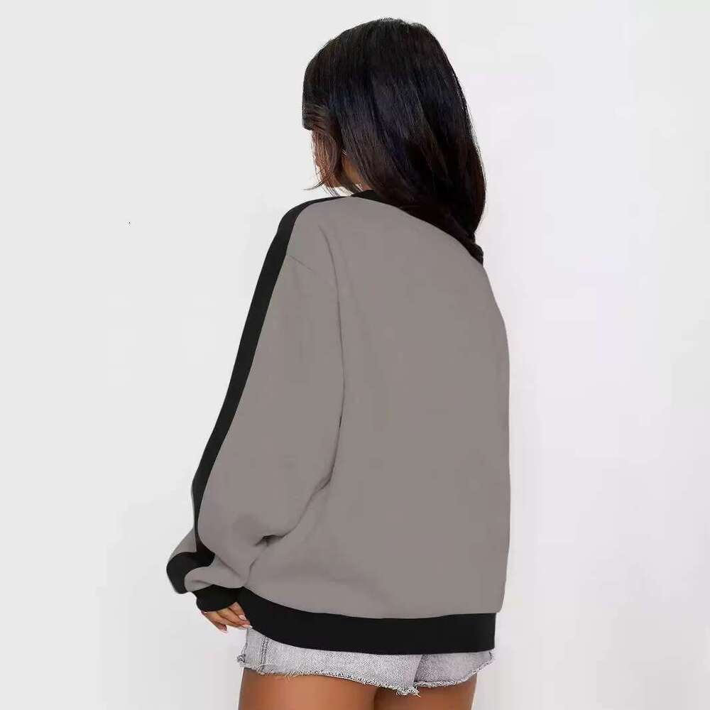 Trendy O-Neck Pullover Hoodie For Women Long Sleeved Knitted Sweatshirts Contrast Colors Autumn/Winter Winter Front Design