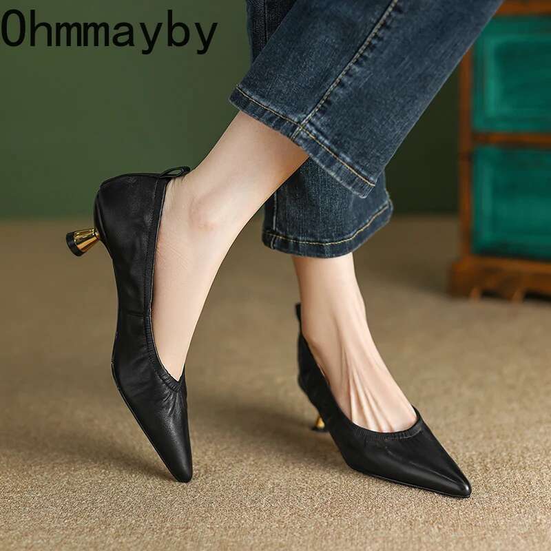 Retro Style Pointed Toe Women Mary Jane Fashion Shallow Slip On Spring Autumn Dancing Party Low Heel Shoes