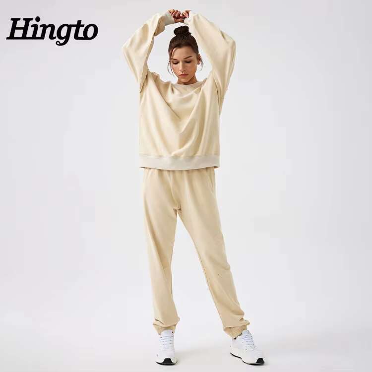 Custom Ladies Recycled Hoodies Joggers 2 Piece Set 100% Cotton Sweat Track Suits Jogging Sport Suit Women Tracksuits