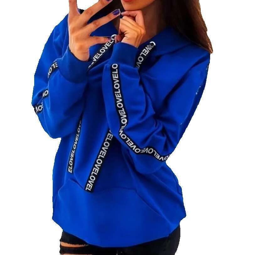 Fashion Hoodies Sweatshirts Women Pullovers Plus Size Female Hooded Hoodie With Webbing