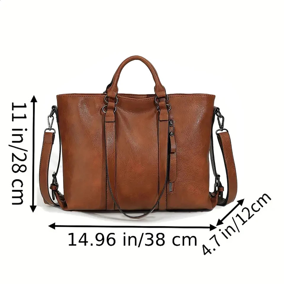 Ship from U.S. Chic Multi-Purpose Tote Crossbody Bag - Soft PU Leather Adjustable Strap - Work Travel Casual Handbag 250228FBB
