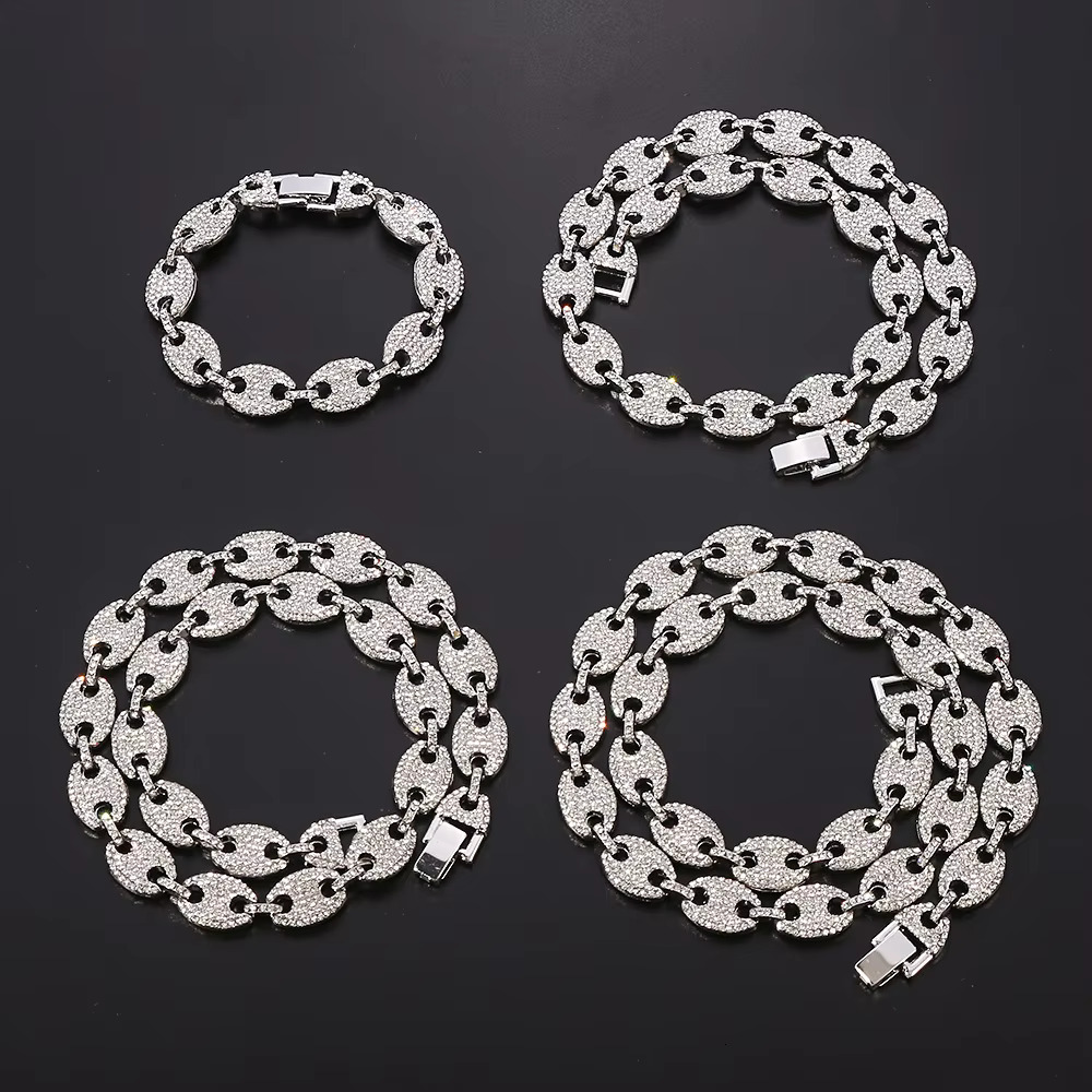 Wholesale Iced Out Moissanite Pig Nose Cuban k Chain Hip Hop Necklace Jewelry for Men